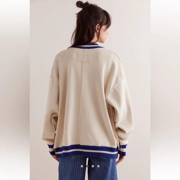 Free People Cream and Blue Cardigan - Picture 3 of 13